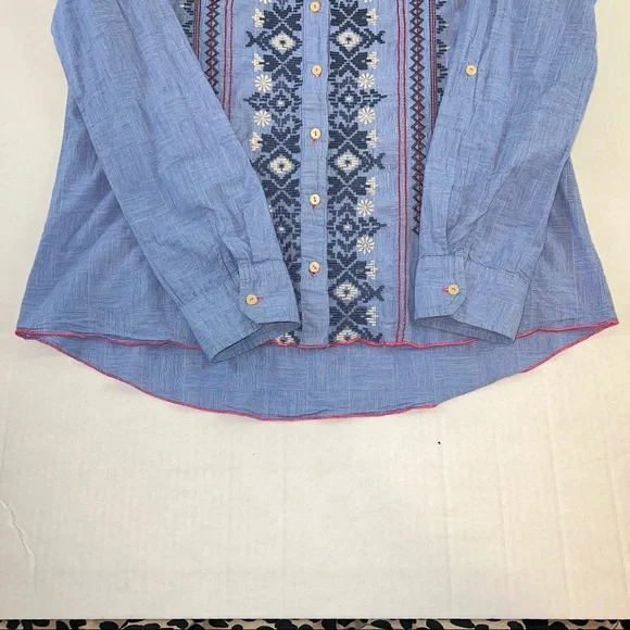 Johnny Was 3J Workshop Women's Floral High-Low Hem Button Down Long Sleeve Shirt - Picture 8 of 15